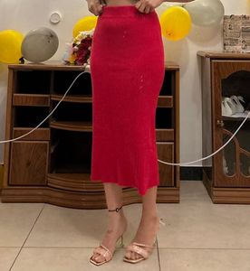 Red Knit Skirt