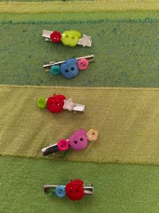 🍎 Cute Apple Button Hair Clips for Girls