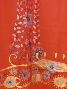 Red Floral Dress Material