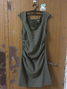 Chic Olive Green Ruched Dress