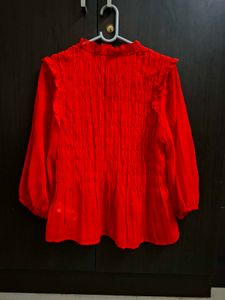 BRAND NEW/Shirred 3/4 Sleeve Button Through Blouse