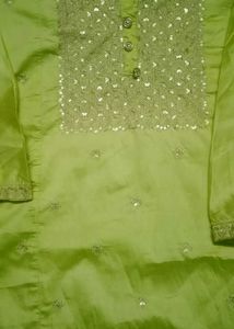 Green Embellished Kurta