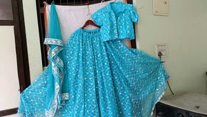 Stunning Blue Sequined Lehenga Choli Set