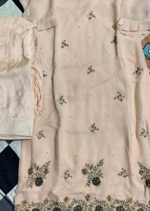 Elegant Peach Kurta Set with Embellishments