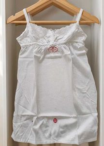 White Cotton Camisole with Lace Trim