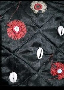 Embroidered Black Shoulder Bag