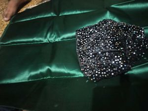 Sparkling Sequin Blouse with green saree
