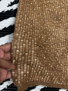 Brown Textured Long Sleeve Dress