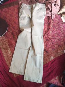 Cream Wide Leg Denim Jeans