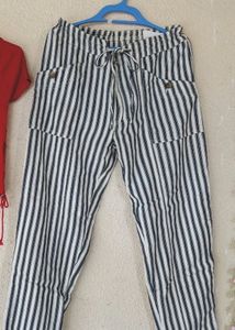 Striped Drawstring Casual Pants