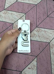 Heart &amp; Initial Keychain Set