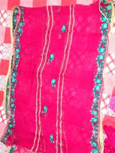 Elegant Red Kurta Set with Green Embroidery