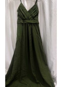 olive green long bridesmaid dress