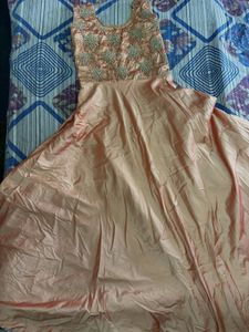 Elegant Peach Embroidered Gown