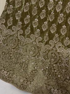 Embroidered olive velvet lehenga