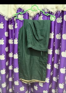 Elegant Dark Green Kurta Set with Printed Dupatta