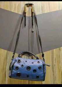 Blue Handbag with Eyelet Detail