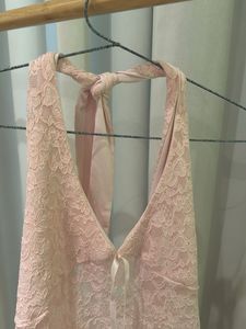 Pink Lace Halter Neck Cami Top
