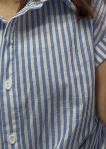 Blue Striped Wrap Blouse