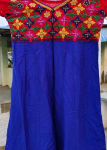 Embroidered Blue Maxi Dress