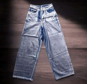 Metallic Wide Leg Jeans
