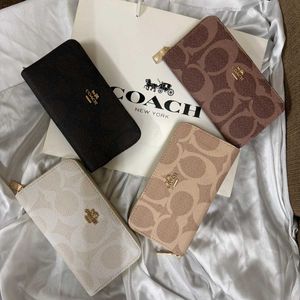 Coach Zip Around Wallet - Brown Monogram WITHOUT B