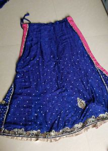 Royal Blue &amp; Pink Embroidered Lehenga