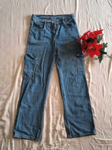Blue Denim Cargo Jeans