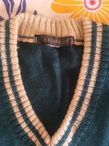 Retro Teal V-Neck Sweater