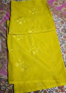 Lime Green Embroidered Salwar Kameez Fabric