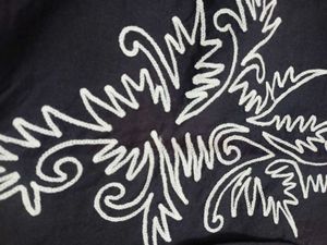 Embroidered Black V-Neck Top