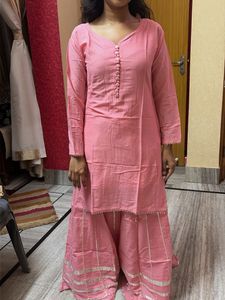 Pretty Pink Kurta Set with Palazzo ( 4 pcs )