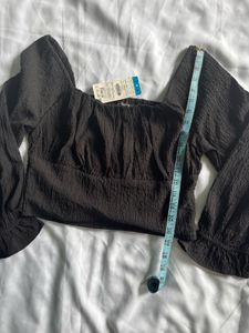 Zudio Black Textured Square Neck Top