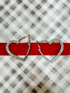 Sparkly Heart Hoop Earrings