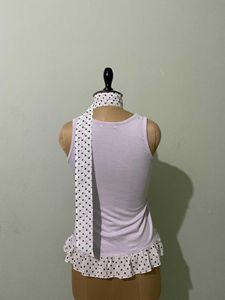Lavender  Ruffle bolka dot top