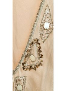 Sheer Flapper Beaded Beige Dress