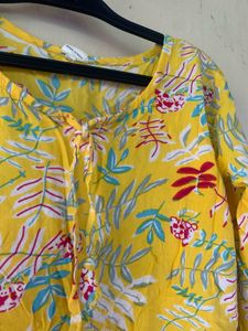 yellow casual cotton kurti