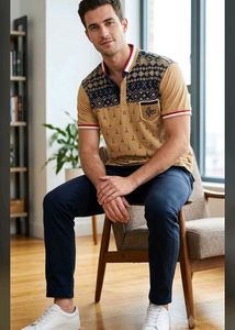 Stylish Men's Printed Polo Shirt