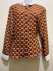Geometric Print Button-Up