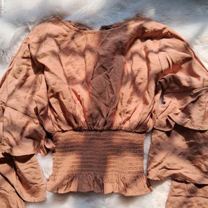 🩷 DUSTY PINK CROP TOP WITH FRILL SLEEVES 🩷
