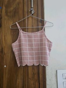 Cute Pink Plaid Crop Top
