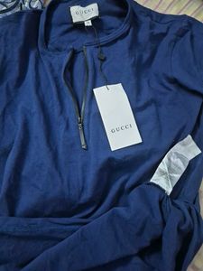 Gucci Navy Blue Zip T-Shirt
