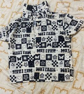 Unique Graphic Print Button-Up Shirt
