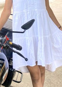 Chic White Tiered Midi Dress