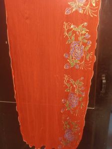 Elegant Red Saree with Floral Print