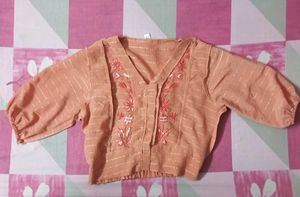 Embroidered Ruffle Blouse
