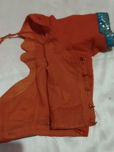 Sparkling Orange Saree with Blouse