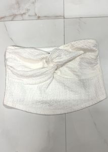Chic White Twist Front Tube Top