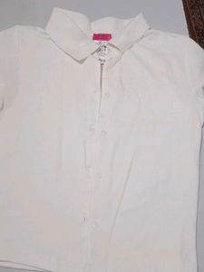 White Short Sleeve Button-Down Shirt
