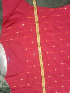 Pink Kurti with Mirror Work